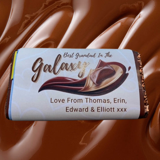 Best Grandad in the Galaxy wrapped bar of Galaxy chocolate personalised