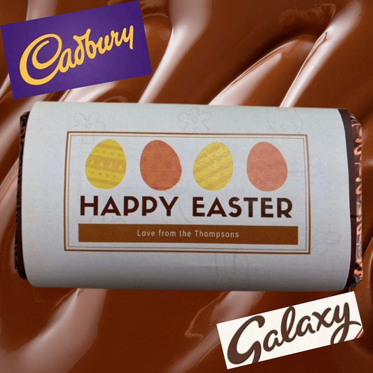 Personalised Happy Easter wrapped Chocolate Bar choose from Galaxy or Cadburys