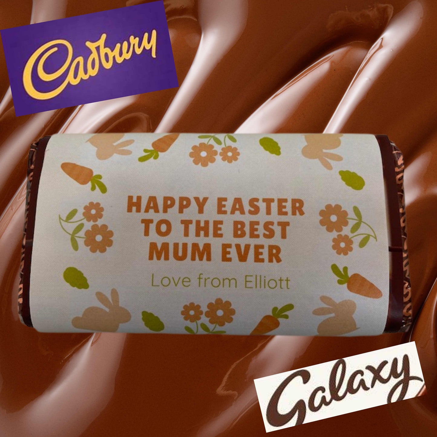 Happy Easter to the best mum ever personalised wrapped Chocolate Bar choose from Galaxy or Cadburys