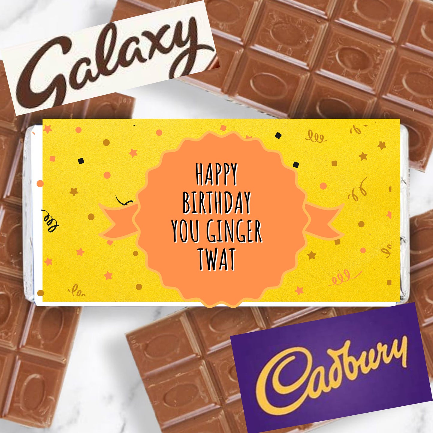Happy Birthday You Ginger Twat. Covered Chocolate Bar