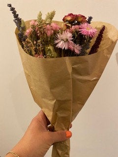 Dried Wildflower Field Bouquet Beautiful Natural Pink colours gift packaged with a free card of choice