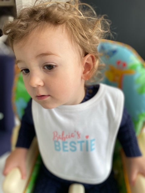 Baby Bib Babcia's Bestie can be changed to Mummys, Nannys, Grannys or any Name – Greeting Card