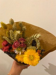 Dried Wildflower Field Bouquet Beautiful Colourful Flower assortment gift packaged with a free card of choice