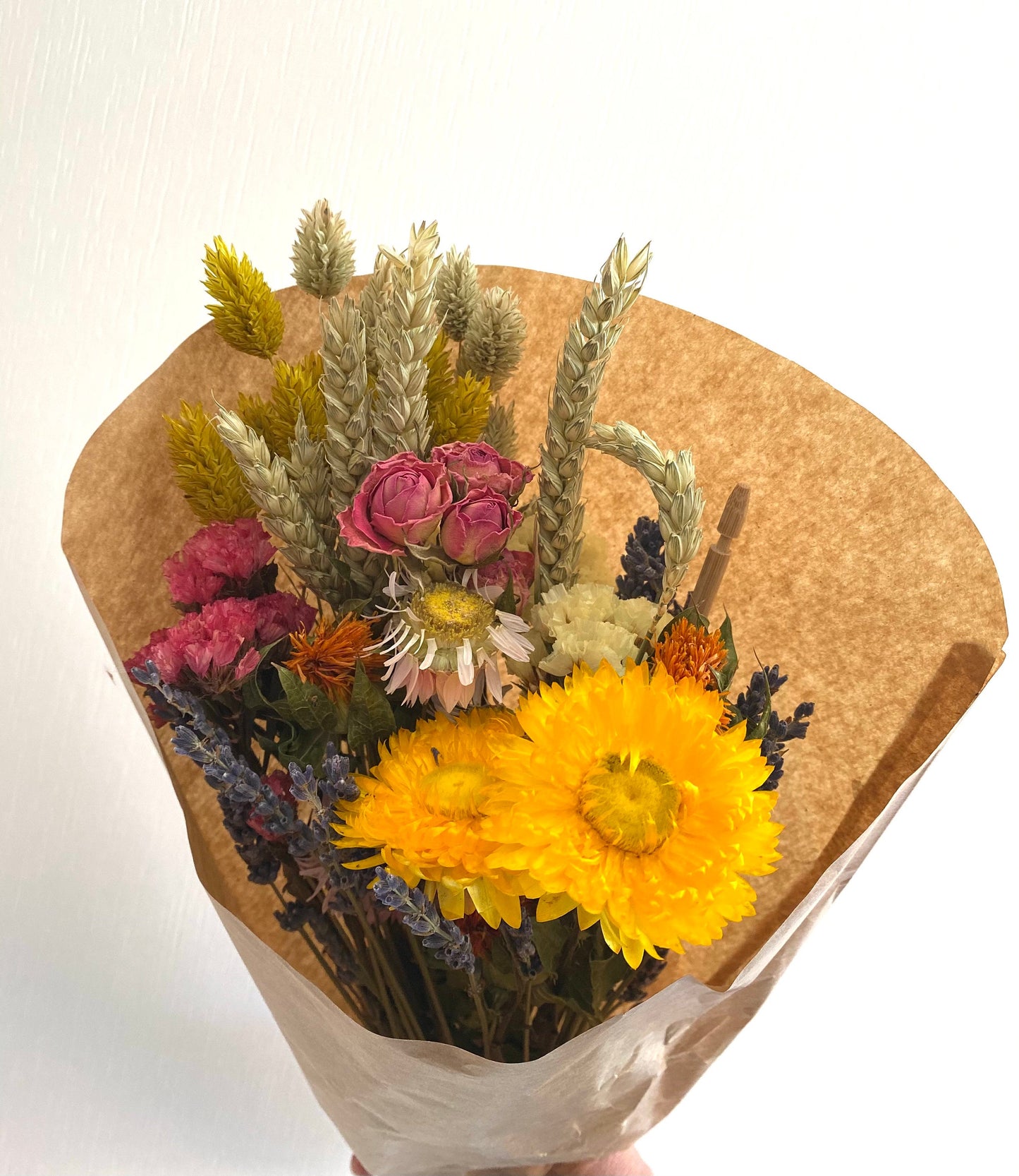 Dried Wildflower Field Bouquet Beautiful Colourful Flower assortment gift packaged with a free card of choice