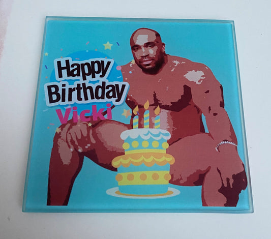 Personalised Barry Happy Birthday Glass Coaster
