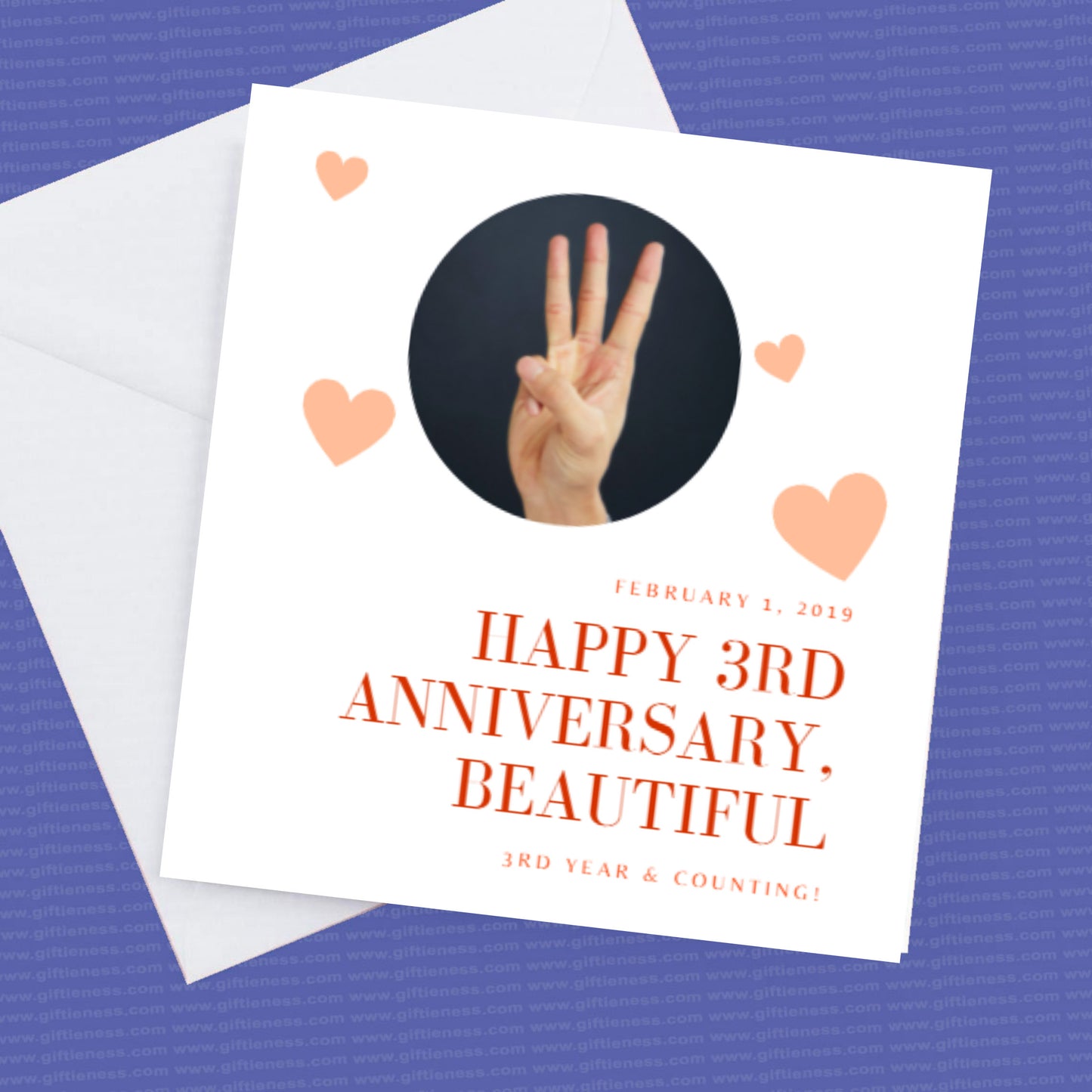Happy 3rd Anniversary Card Personalised