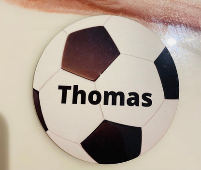 Personalised name football design wooden coaster