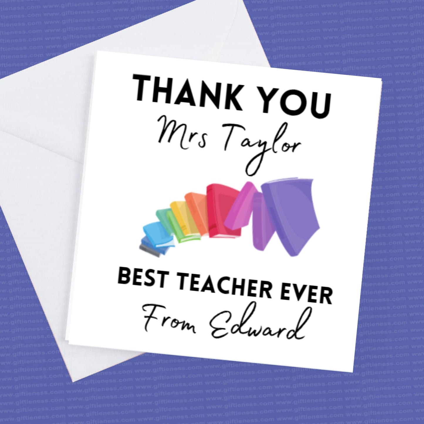 Personalised Thank you Teacher 'Best Teacher Ever' Card and envelope