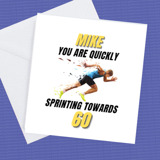 Personalised Sprinting Birthday Card any name and age can be made