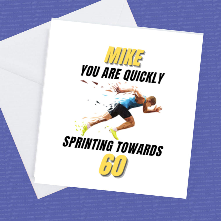 Personalised Sprinting Birthday Card any name and age can be made