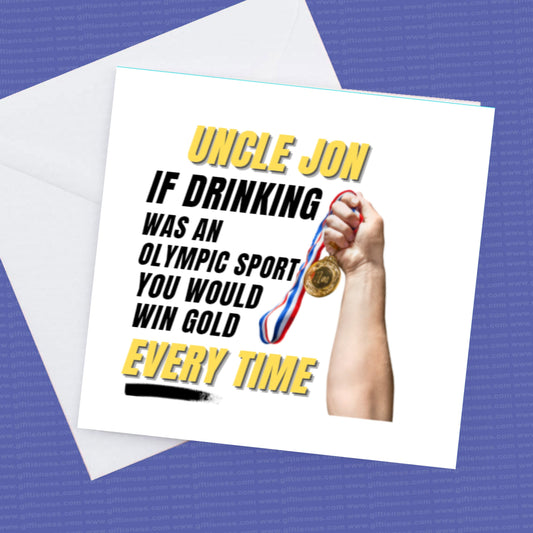 Personalised Drinking Birthday Card, If Drinking was an Olympic sport Card
