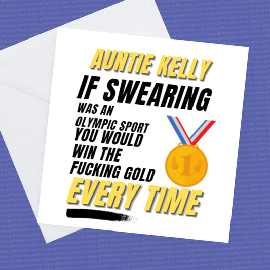 Personalised Swearing Birthday Card, If Swearing was an Olympic sport Card
