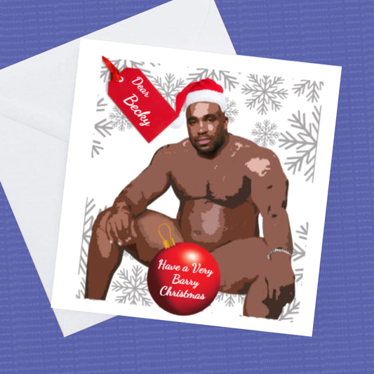 Personalised Barry Christmas Card, Have a very Barry Christmas, funny Barry Card big baubles card