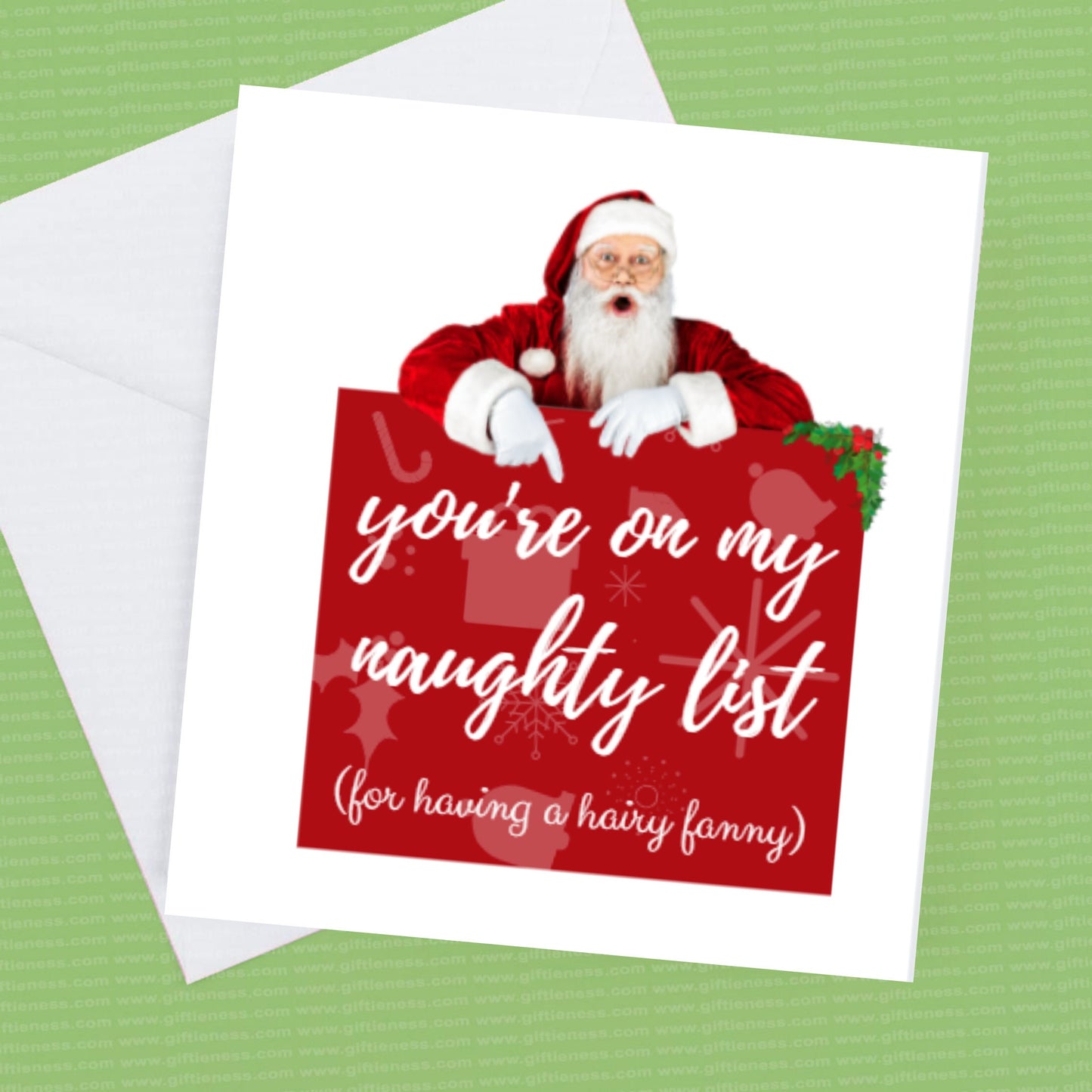 Christmas Card you're on my naughty list for having a hairy fanny
