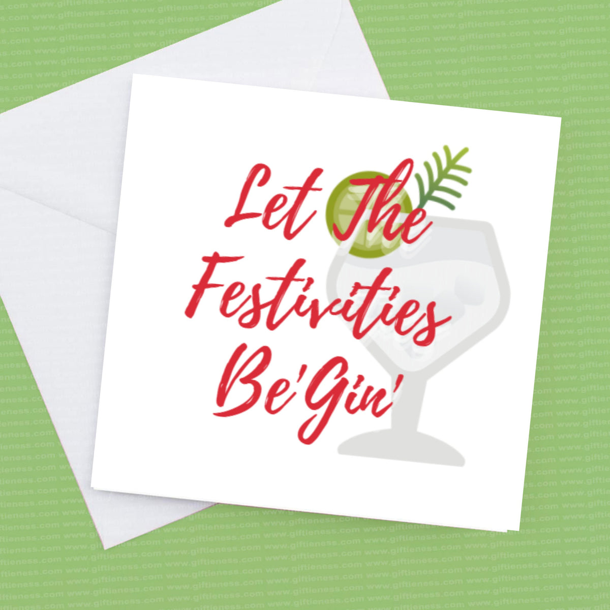 Christmas Card Let The Festivities Be Gin – Greeting Card