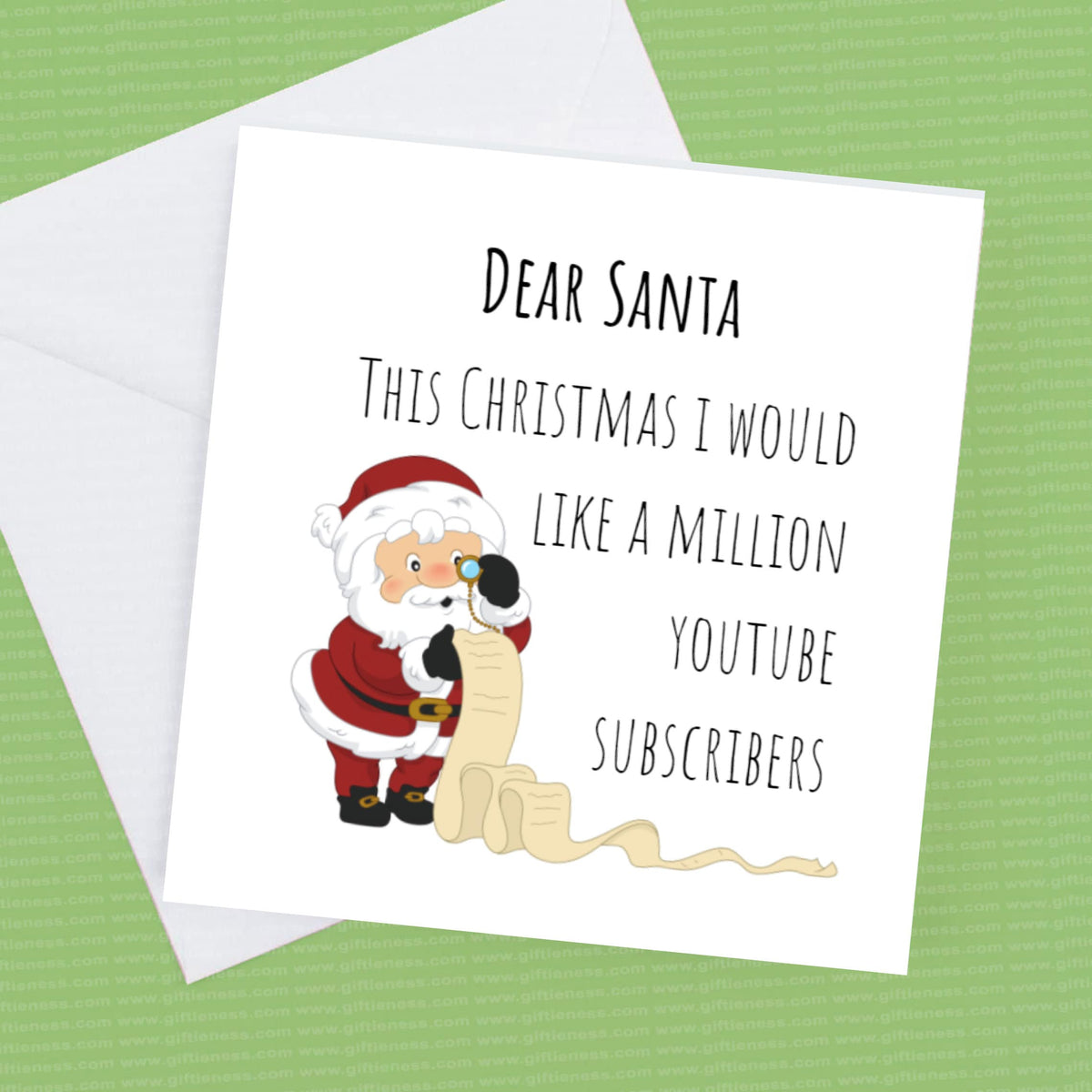 Dear Santa This Year I would Like a million Youtube subscribers – Get Well Soon Card