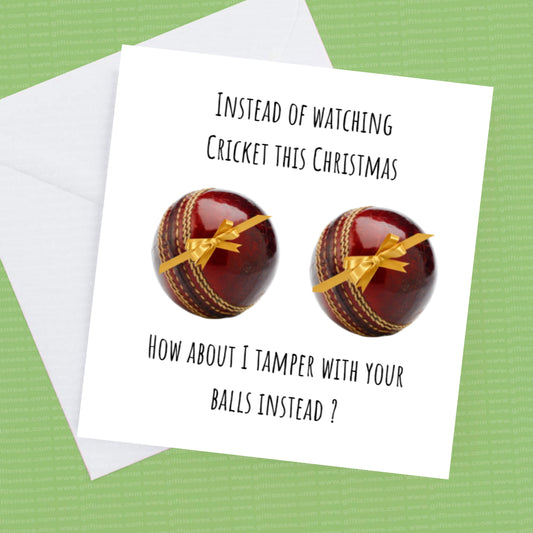 Christmas Card for The Cricket Fan In Your Life, How about I tamper with your balls instead?