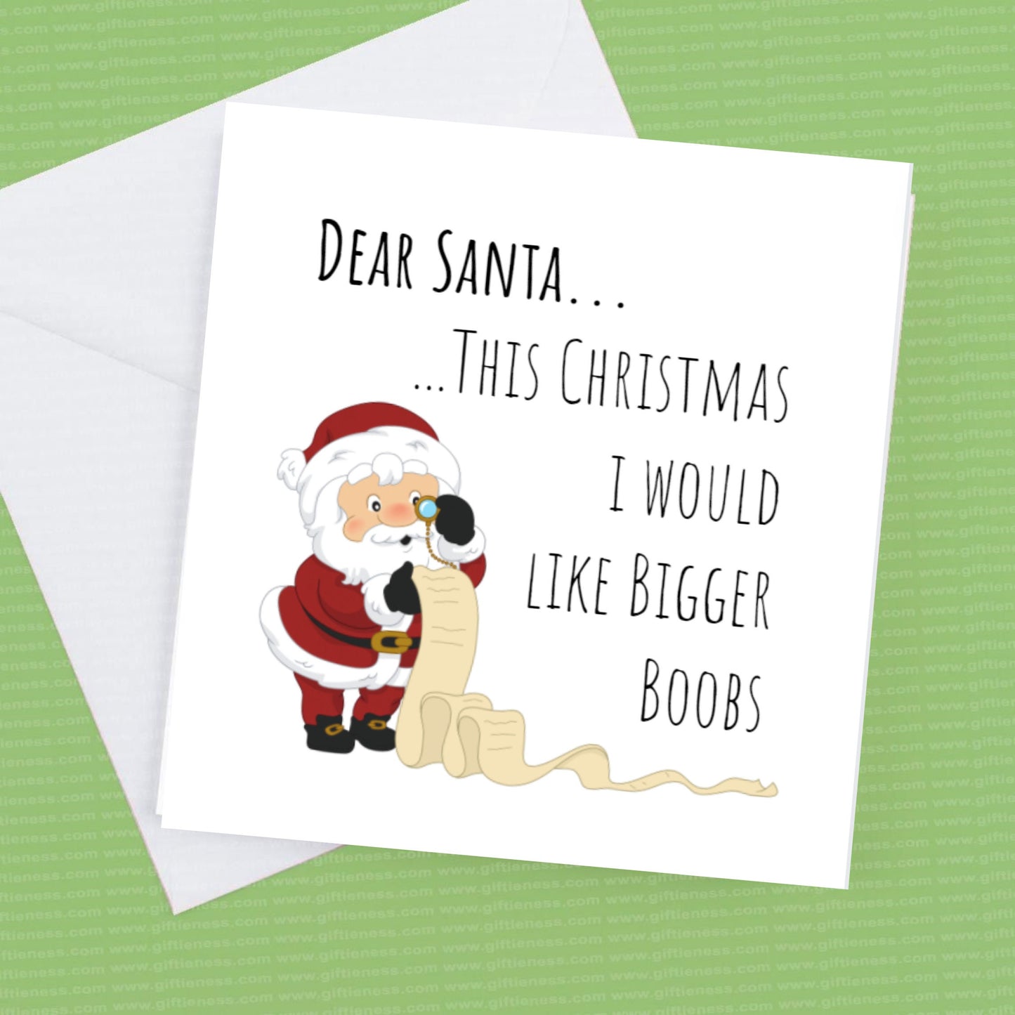 Dear Santa This Year I would Like Bigger Boobs, Santas list Christmas Card