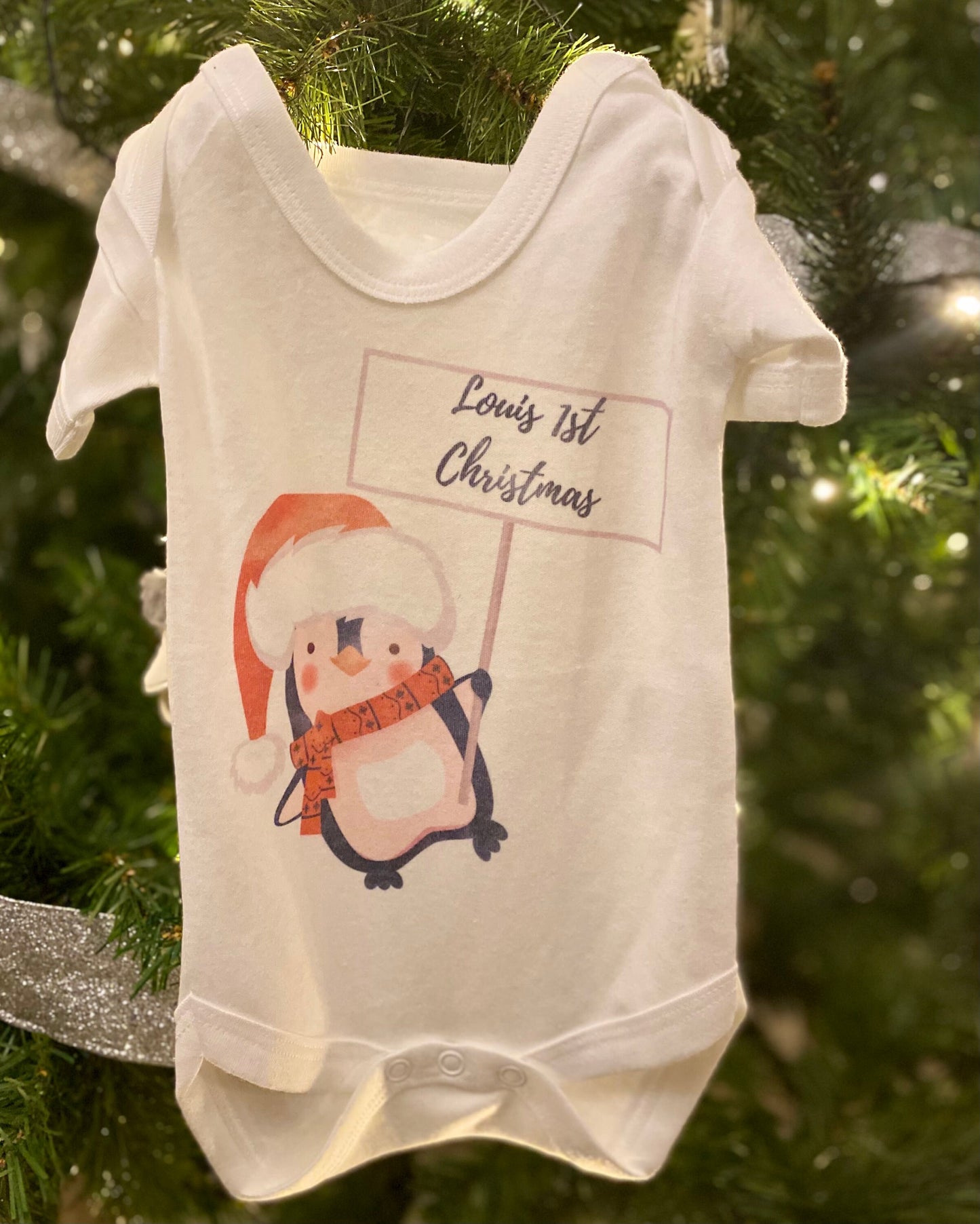 Personalised 1st Christmas Baby vest/bodysuit