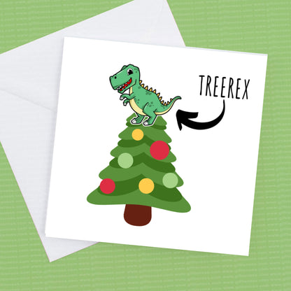 TreeRex Christmas Card for the dinosaur fan, personalised