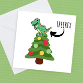 TreeRex Christmas Card for the dinosaur fan, personalised – Greeting Card