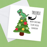 TreeRex Christmas Card for the dinosaur fan, personalised – Greeting Card