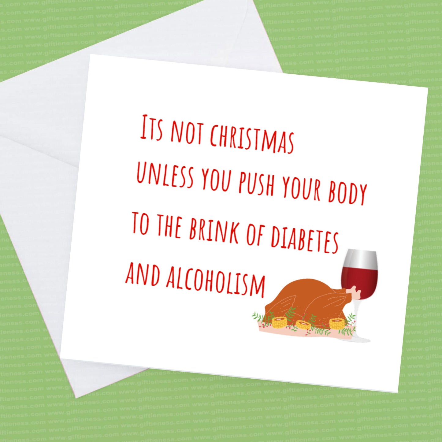 Christmas card, Overindulge.
