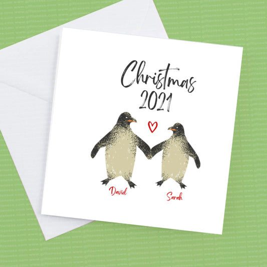 Christmas 2021 Love Penguin personalised Christmas card