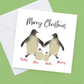 Christmas 2021 Family Penguin personalised Christmas card – Greeting Card