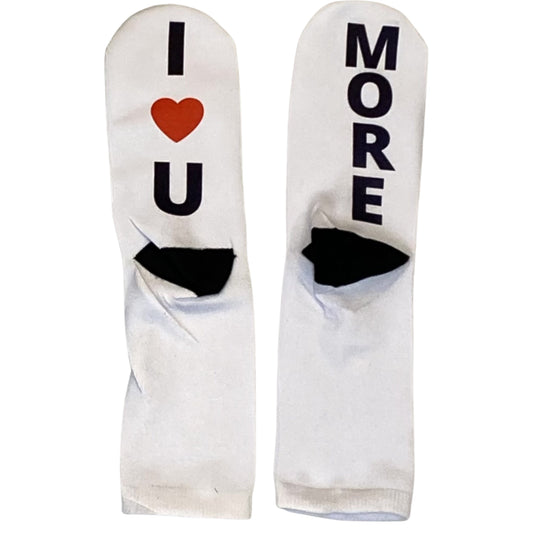 I Love You More Adult Socks, Valentines socks, Anniversary Socks