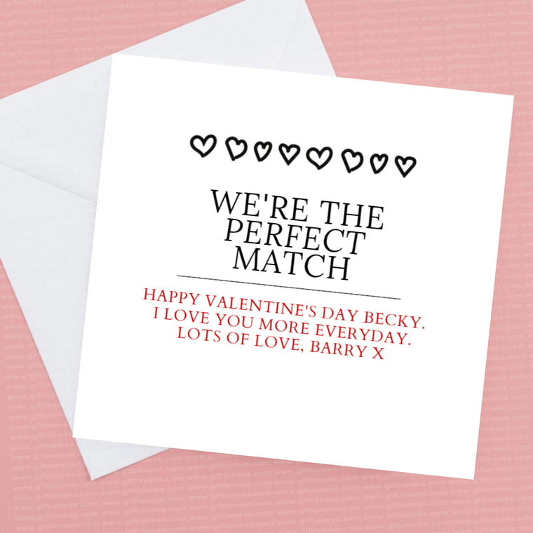 We're the Perfect Match Card, Personalised, Valentine’s or Anniversary Card