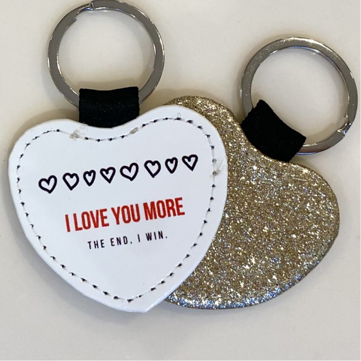 I Love you More, The End , I Win heart keychain