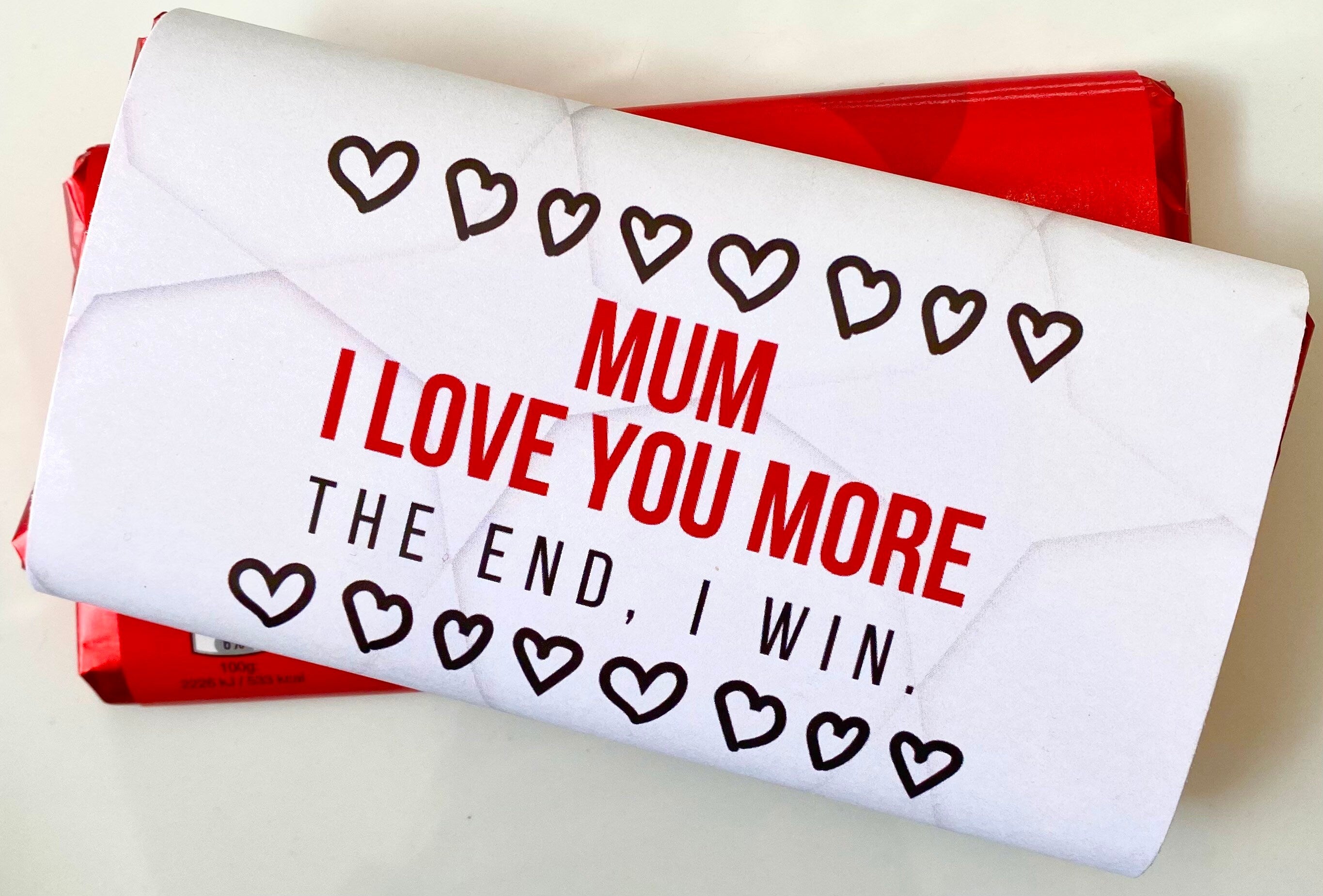 Mum I Love You More wrapped bar of Malteser chocolate.
