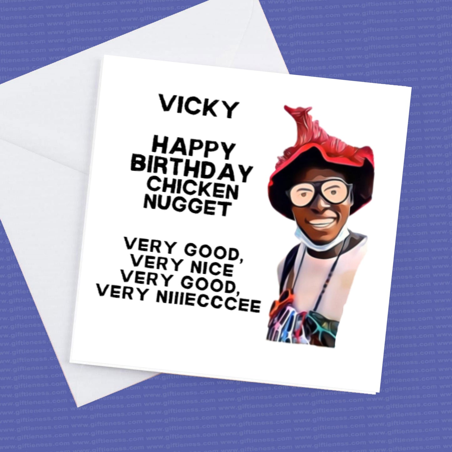 Personalised Chicken nugget man Tik Tok Famous card Very Good Very Nice, Sexy Banana
