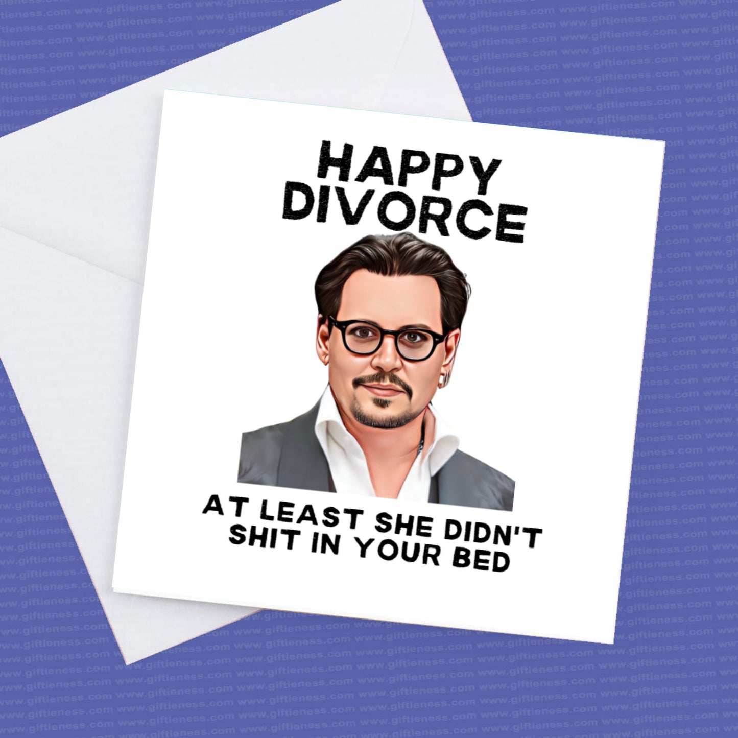 Happy Divorce Johnny Depp Card, At Least She Didn't Shit In Your Bed Johnny Depp Divorce Card, Johnny Depp Fun Card