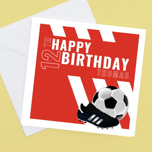Personalised Age and Name Football Birthday Card