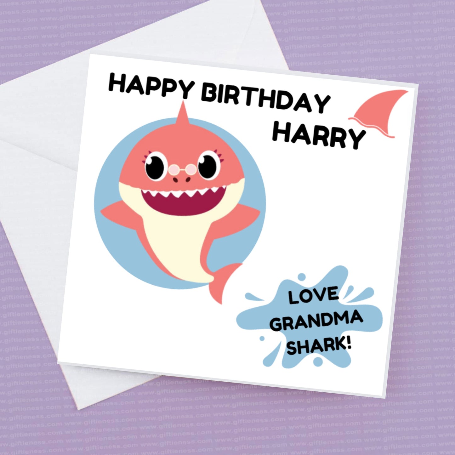 Personalised Happy Birthday Baby Shark card from Grandma Shark