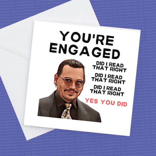 You're Engaged Johnny Depp Card, Johnny Depp Engagement Card, Johnny Depp Fun Card