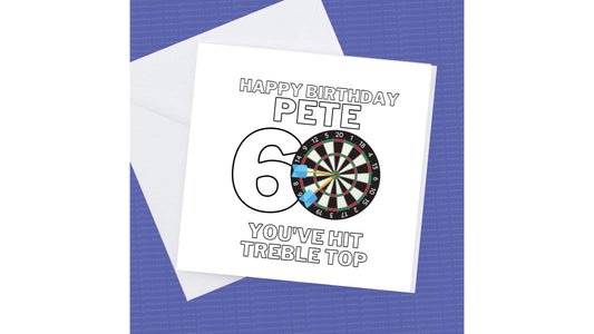 Happy Birthday Personalised Darts Card, you've hit treble top 60th birthday card
