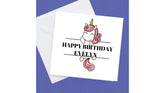Personalised Name Unicorn Card, any name added to front – Greeting Card