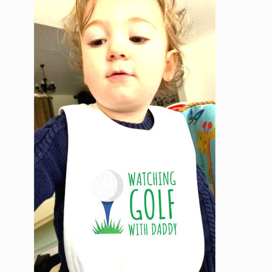 Watching Golf with Daddy Baby Bib, new dad Golf fan gift