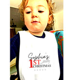 Personalised 1st Christmas Baby Bib, personalised for any name – Greeting Card