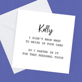 Personalised name card, I Farted in Your Card! – Greeting Card