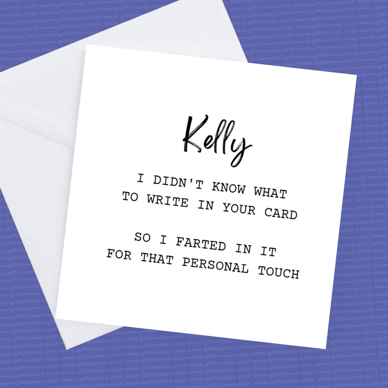 Personalised name card, I Farted in Your Card! – Greeting Card