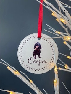 Personalised Pet Photo & name Christmas Tree decoration.