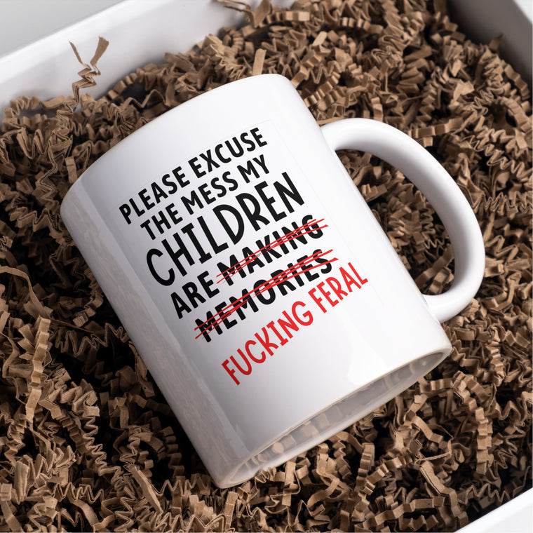 Please excuse the mess my children are F-in Ferel – Mug
