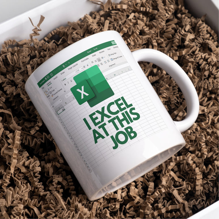 I Excel at This Job Spreadsheet Mug – Funny Office Gift – Greeting Card