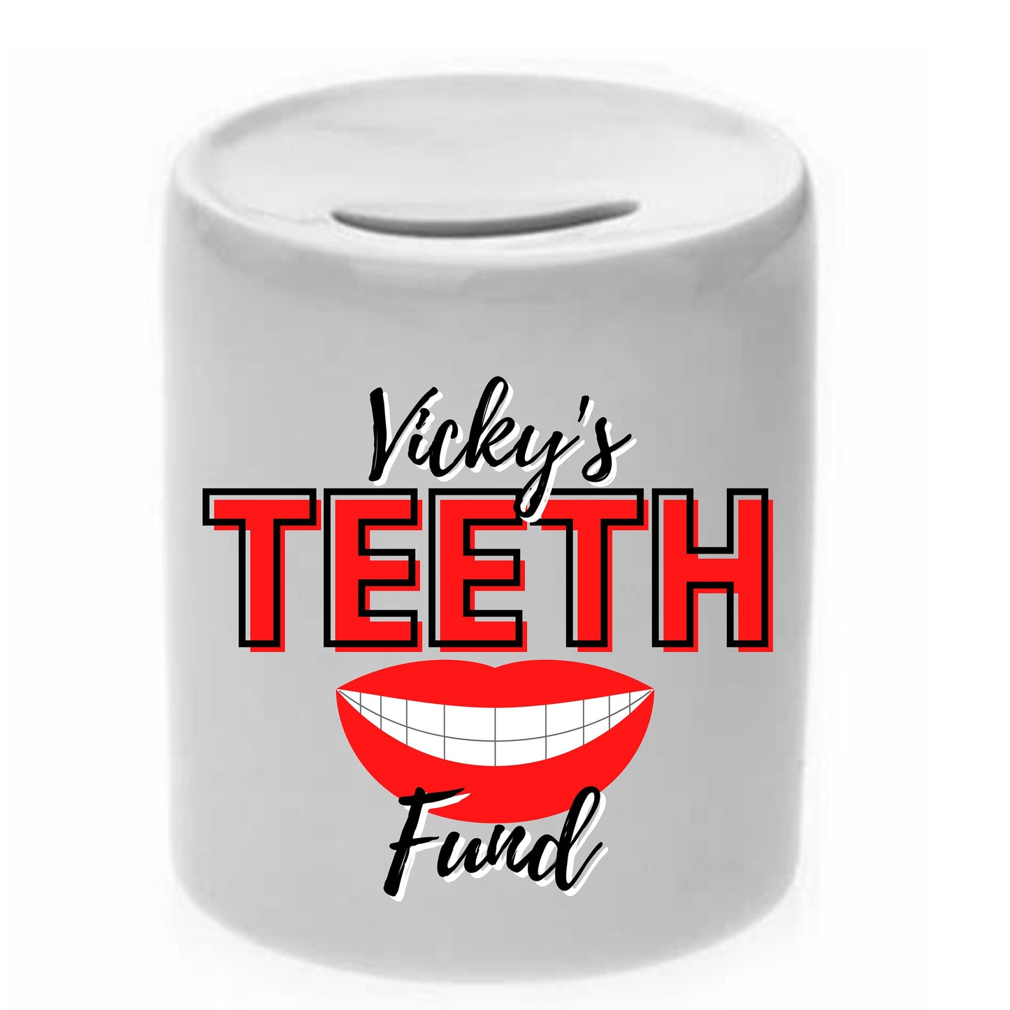 Personalised Teeth Fund Money Jar