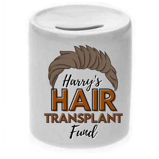 Personalised Hair Transplant Fund Money Jar