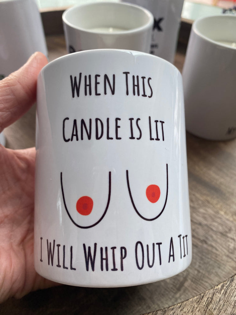 When this candle is lit I will whip out a Tit funny candle – Get Well Soon Card
